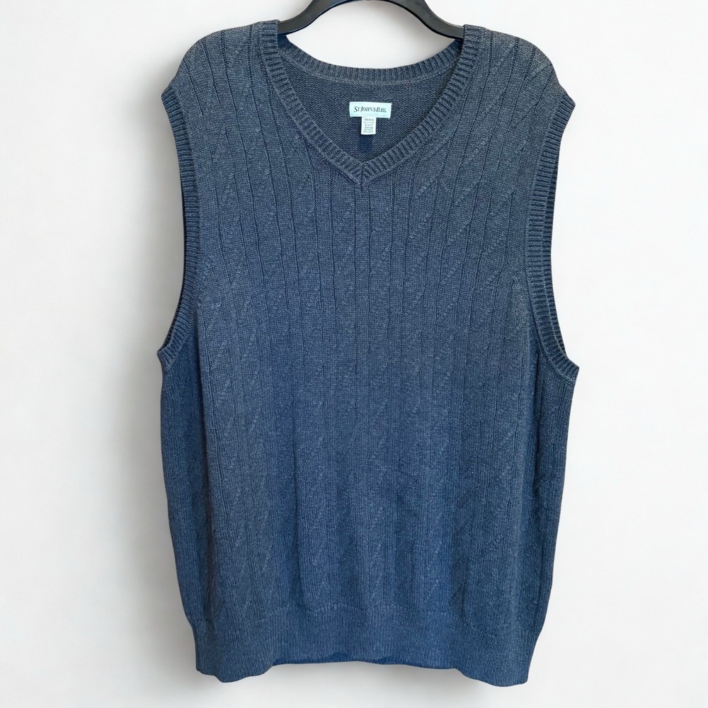 Fisherman's Knit Gray Sweater Vest XXL Cotton Knit Pullover Old Money Preppy